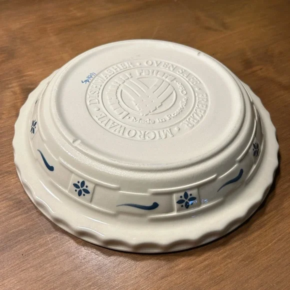 Longaberger Woven Traditions Farmhouse Blue Pie Plate 10" Vintage 1991 USA - Picture 5 of 6